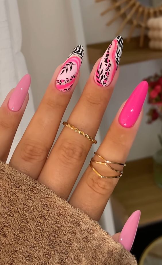 Pink Safari Nail Design